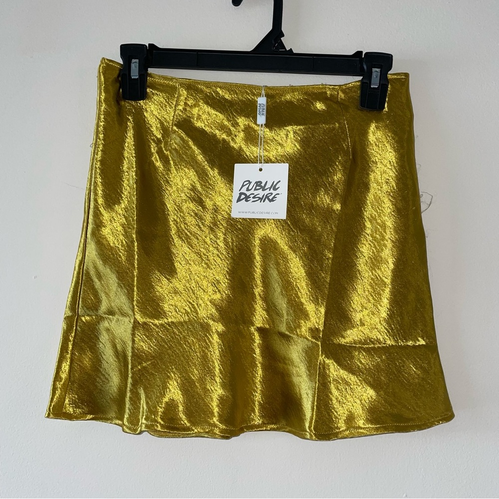 ASOS Public Desire Metallic Gold Mini Skirt